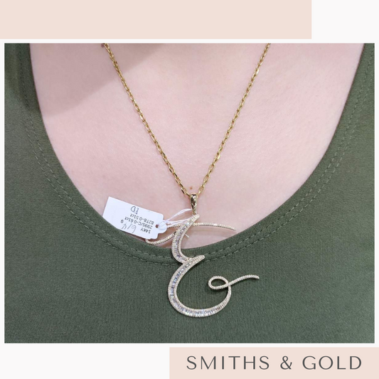 E Diamond Pendant Big